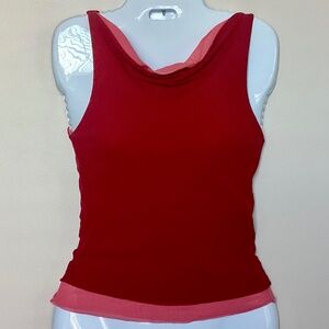 Anthropologie “Sweet Pea” Cowl Neck Double Layer Mesh Shell Top  - Size M